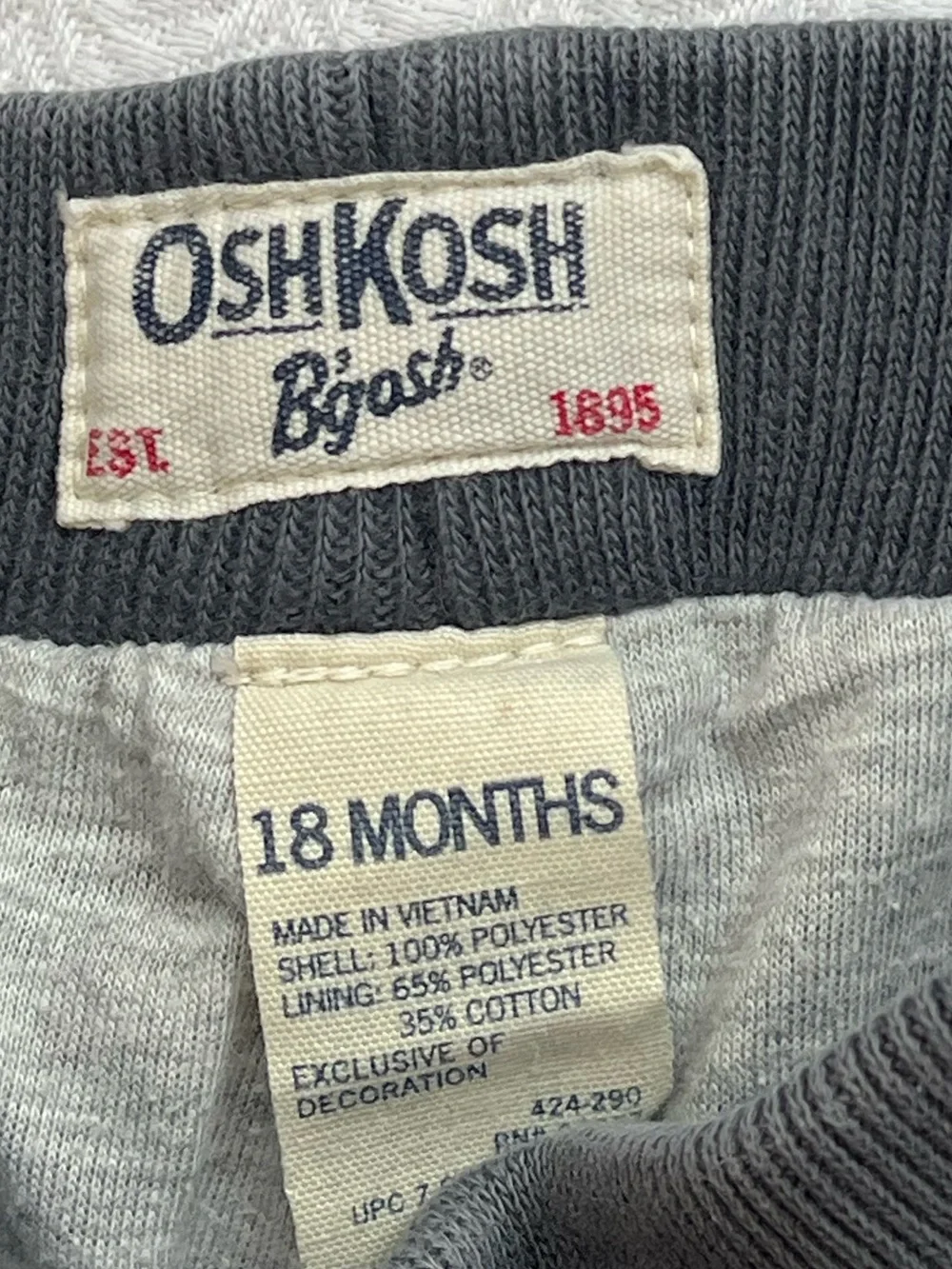 OshKosh B'gosh Charcoal Grey Ripstop Kids Pants with Red Accents